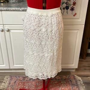 lined creamy white lace skirt